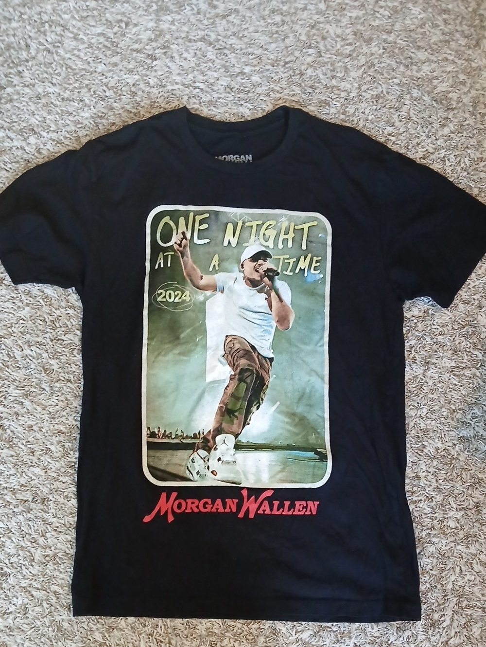 Morgan Wallen Black Graphic Tour T-Shirt - One Night at a Time 2024 Sz M Unisex